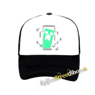 MINECRAFT - Hello I´m Creeper - čiernobiela sieťkovaná šiltovka model "Trucker"