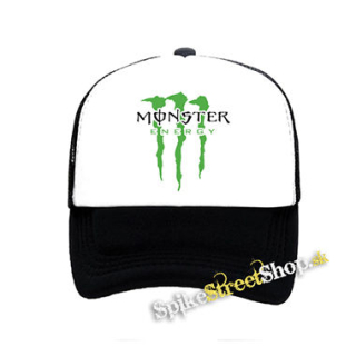 MONSTER ENERGY - Logo Crest - čiernobiela sieťkovaná šiltovka model "Trucker"