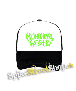MUNICIPAL WASTE - Logo Green - čiernobiela sieťkovaná šiltovka model "Trucker"