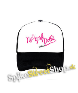 NEW YORK DOLLS - Logo - čiernobiela sieťkovaná šiltovka model "Trucker"