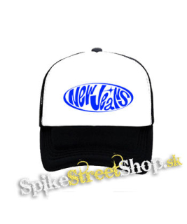 NEWJEANS - Blue Logo - čiernobiela sieťkovaná šiltovka model "Trucker"