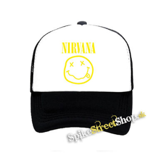 NIRVANA - Big Smile - čiernobiela sieťkovaná šiltovka model "Trucker"