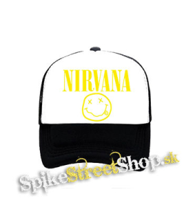 NIRVANA - Big Smile Motive 2 - čiernobiela sieťkovaná šiltovka model "Trucker"