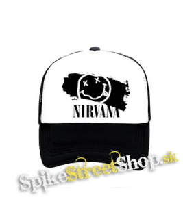 NIRVANA - Smile - čiernobiela sieťkovaná šiltovka model "Trucker"