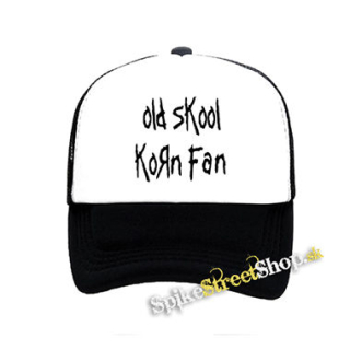 OLD SKOOL KORN FAN - čiernobiela sieťkovaná šiltovka model "Trucker"