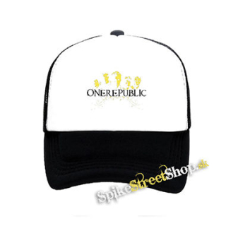 ONE REPUBLIC - Logo And Band povodne - čiernobiela sieťkovaná šiltovka model "Trucker"
