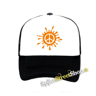 PEACE - čiernobiela sieťkovaná šiltovka model "Trucker"