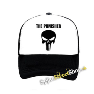 PUNISHER - Logo & Skull - čiernobiela sieťkovaná šiltovka model "Trucker"