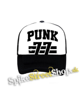 PUNK 77 - Slogan motív 2 - čiernobiela sieťkovaná šiltovka model "Trucker"