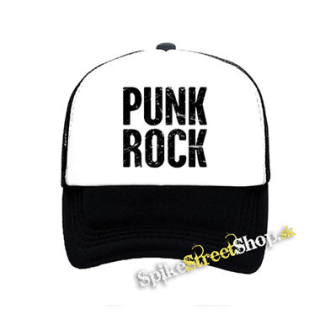 PUNKROCK - Logo Motív 2 - čiernobiela sieťkovaná šiltovka model "Trucker"