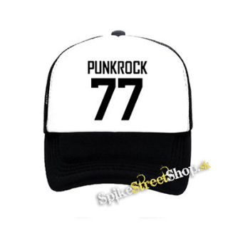 PUNKROCK 77 - Logo Motive 2 - čiernobiela sieťkovaná šiltovka model "Trucker"