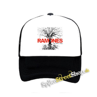 RAMONES - The Family Tree - čiernobiela sieťkovaná šiltovka model "Trucker"
