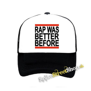 RAP WAS BETTER BEFORE - čiernobiela sieťkovaná šiltovka model "Trucker"