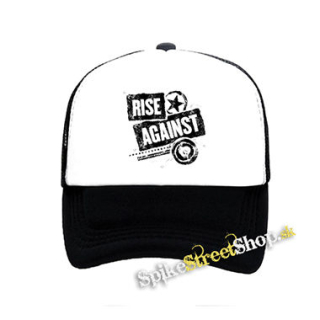 RISE AGAINST - Patched Up - čiernobiela sieťkovaná šiltovka model "Trucker"