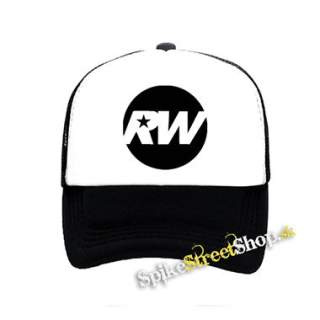 ROBBIE WILLIAMS - Logo - čiernobiela sieťkovaná šiltovka model "Trucker"