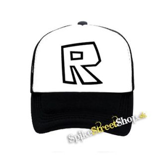 ROBLOX - Znak - čiernobiela sieťkovaná šiltovka model "Trucker"