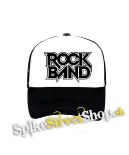 ROCK BAND - Logo - čiernobiela sieťkovaná šiltovka model "Trucker"