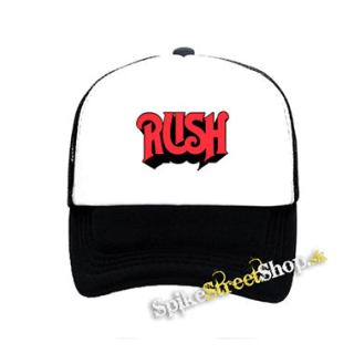 RUSH - Logo Red - čiernobiela sieťkovaná šiltovka model "Trucker"