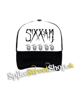 SIXX AM - Logo - čiernobiela sieťkovaná šiltovka model "Trucker"