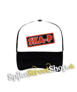 SKA-P - Red Logo - čiernobiela sieťkovaná šiltovka model "Trucker"