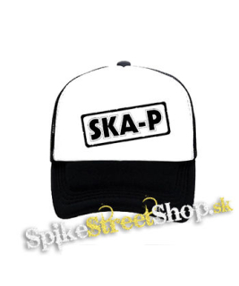 SKA-P - čiernobiela sieťkovaná šiltovka model "Trucker"