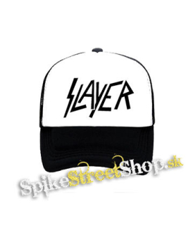 SLAYER - Logo - čiernobiela sieťkovaná šiltovka model "Trucker"