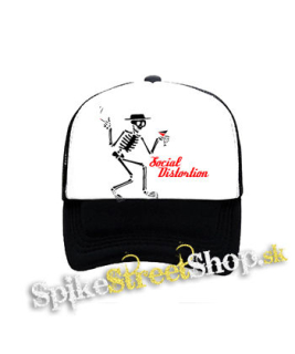 SOCIAL DISTORTION - Skeleton & Logo - čiernobiela sieťkovaná šiltovka model "Trucker"