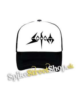 SODOM - Logo - čiernobiela sieťkovaná šiltovka model "Trucker"