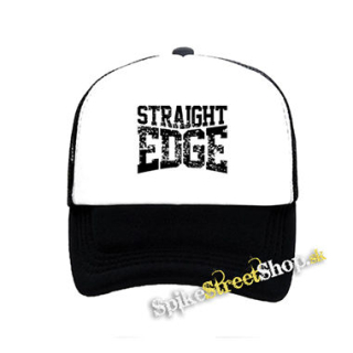 STRAIGHT EDGE - Logo Motive 2 - čiernobiela sieťkovaná šiltovka model "Trucker"