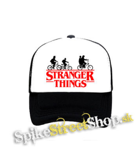 STRANGER THINGS - Bicycle Gang - čiernobiela sieťkovaná šiltovka model "Trucker"