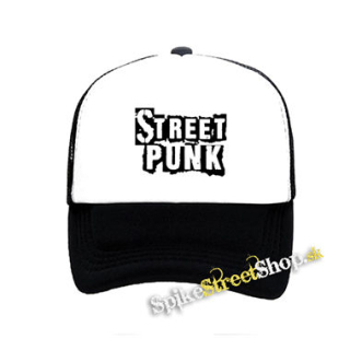 STREET PUNK - Logo - čiernobiela sieťkovaná šiltovka model "Trucker"