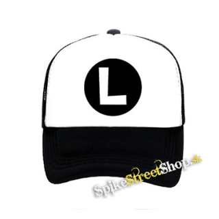 SUPER MARIO - Luigi Logo - čiernobiela sieťkovaná šiltovka model "Trucker"
