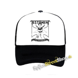 TESTAMENT - 25th Anniversary - čiernobiela sieťkovaná šiltovka model "Trucker"