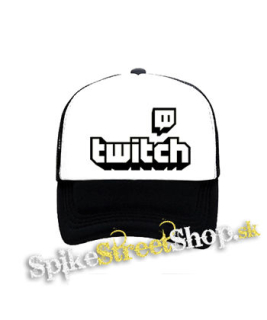 TWITCH - White Logo Sign - čiernobiela sieťkovaná šiltovka model "Trucker"