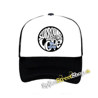 WOODSTOCK - Surround Yourself With Love - čiernobiela sieťkovaná šiltovka model "Trucker"
