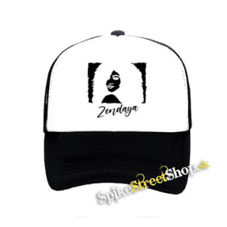 ZENDAYA - Logo & Portrait - čiernobiela sieťkovaná šiltovka model "Trucker"