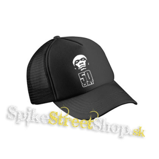 50 CENT - Logo Portrait - čierna sieťkovaná šiltovka model "Trucker Cap"