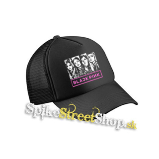 BLACKPINK - Logo & Band - čierna sieťkovaná šiltovka model "Trucker Cap"