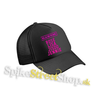 BLACKPINK - Logo And Names - čierna sieťkovaná šiltovka model "Trucker Cap"