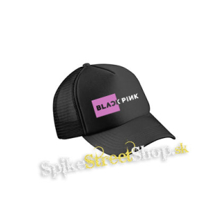 BLACKPINK - Pink Square Crest B&W - čierna sieťkovaná šiltovka model "Trucker Cap"