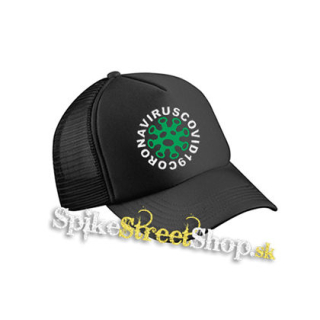 CORONAVIRUS - čierna sieťkovaná šiltovka model "Trucker Cap"