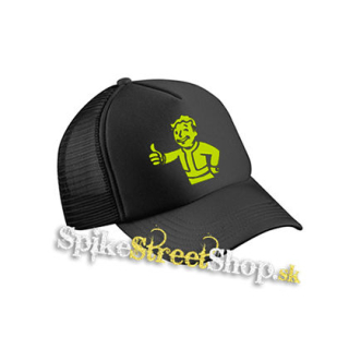FALLOUT - Vault Boy Green - čierna sieťkovaná šiltovka model "Trucker Cap"