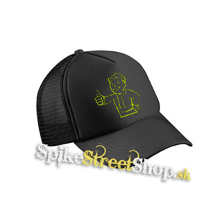 FALLOUT - Vault Boy Green Neon - čierna sieťkovaná šiltovka model "Trucker Cap"