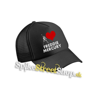 I LOVE FREDDIE MERCURY - čierna sieťkovaná šiltovka model "Trucker Cap"