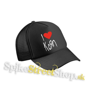 I LOVE KORN - čierna sieťkovaná šiltovka model "Trucker Cap"