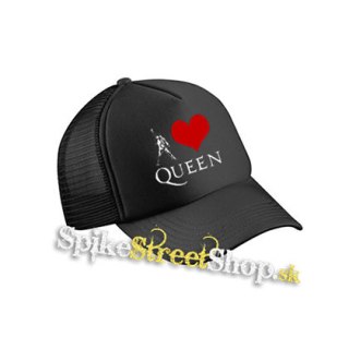 I LOVE QUEEN - čierna sieťkovaná šiltovka model "Trucker Cap"