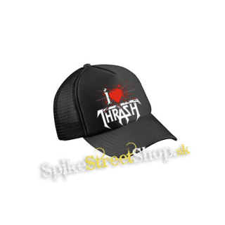 I LOVE THRASH - čierna sieťkovaná šiltovka model "Trucker Cap"