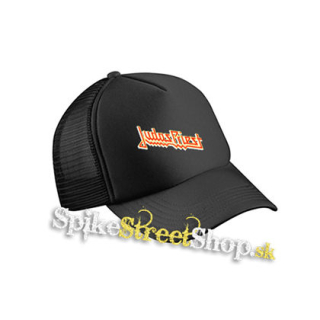 JUDAS PRIEST - Orange Yellow Classic Logo - čierna sieťkovaná šiltovka model "Trucker Cap"
