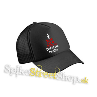 KEEP CALM AND LISTEN TO DEPECHE MODE - čierna sieťkovaná šiltovka model "Trucker Cap"