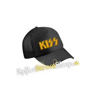 KISS - Yellow Logo - čierna sieťkovaná šiltovka model "Trucker Cap"